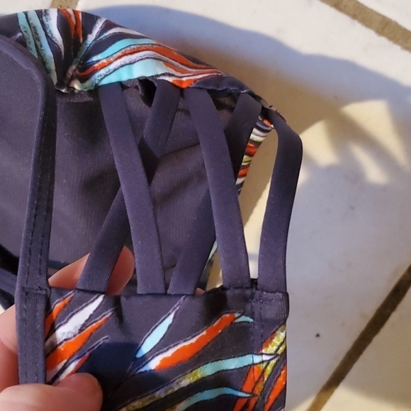 Mossimo Womens Bikini Size L Navy Palm Swimsuit Top Swim Beach Costal Floral - Picture 5 of 9